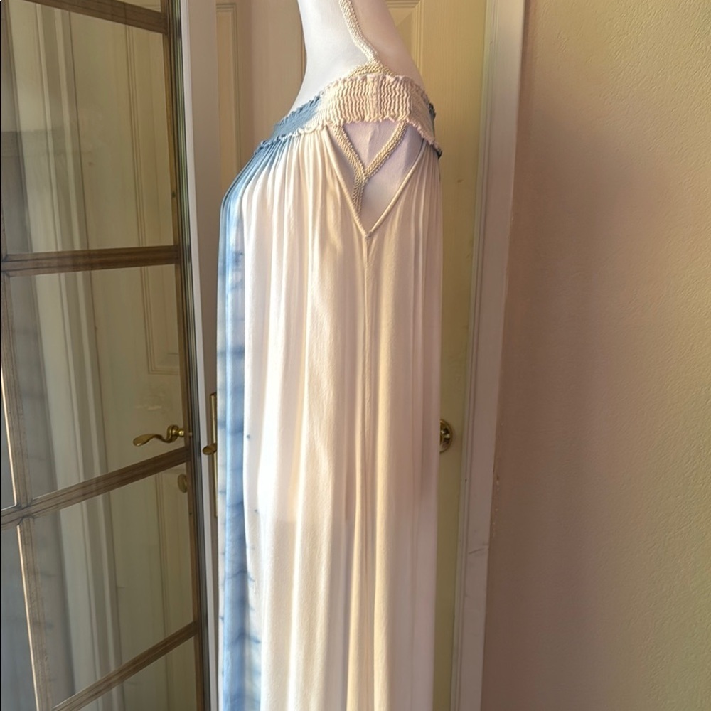 Blue and White Strapless Resort Maxi Gown - Picture 8 of 13
